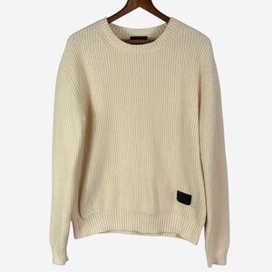 The Kooples Ecru Sweater With Patch Size M Pullover Crewneck Cotton Wool